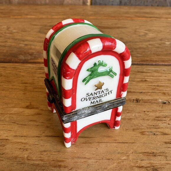 Santa's Mailbox With Letter Porcelain Hinged Box MIDWEST Deposit Wishes Here - Picture 3 of 12